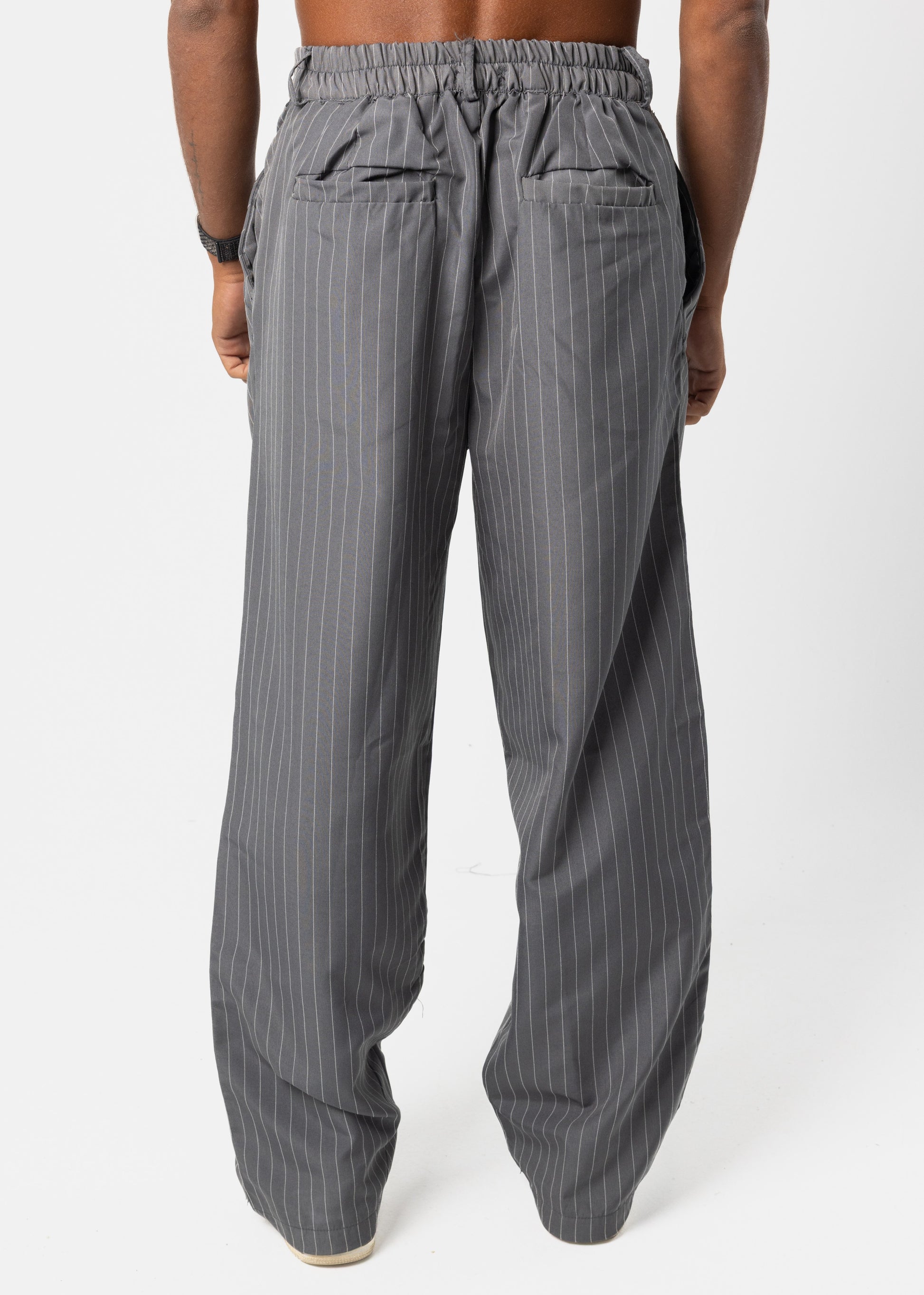 Grey Stripped Tailored Pants