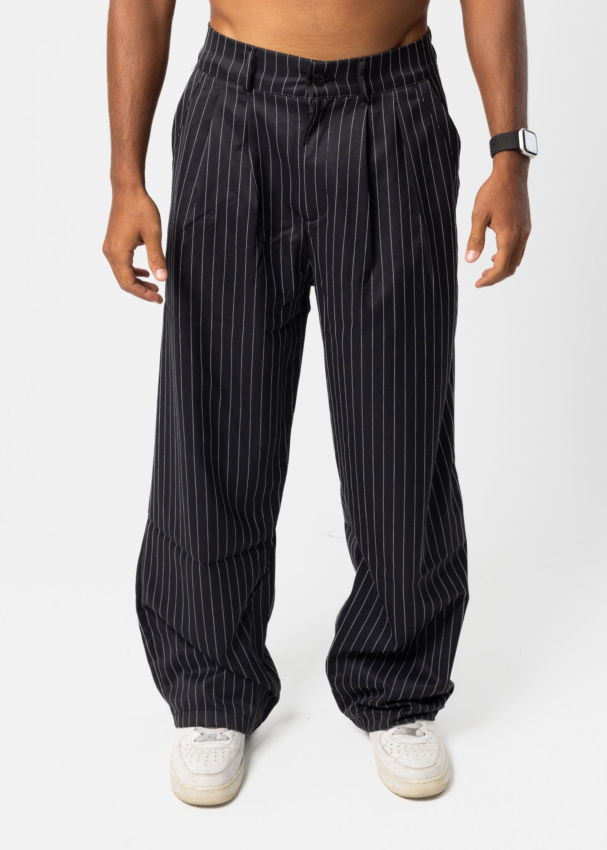 Black Stripped Tailored Pants