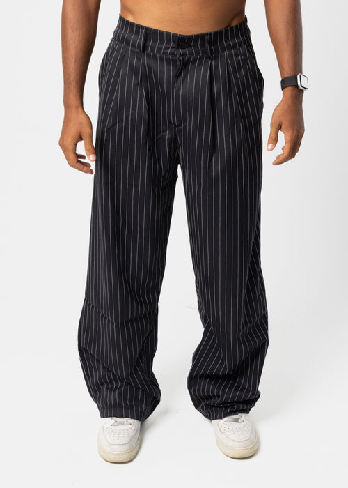 Black Stripped Tailored Pants