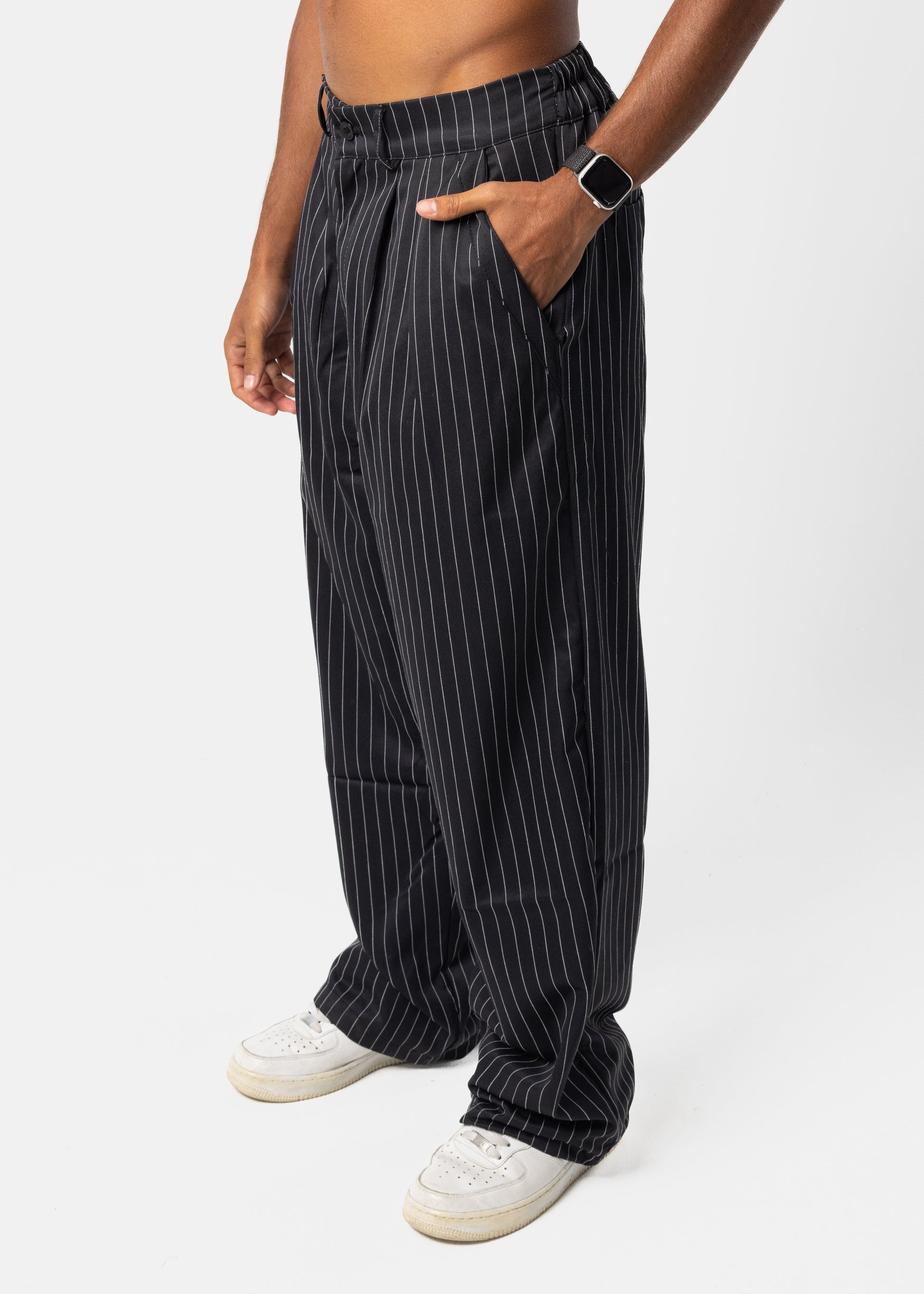Black Stripped Tailored Pants