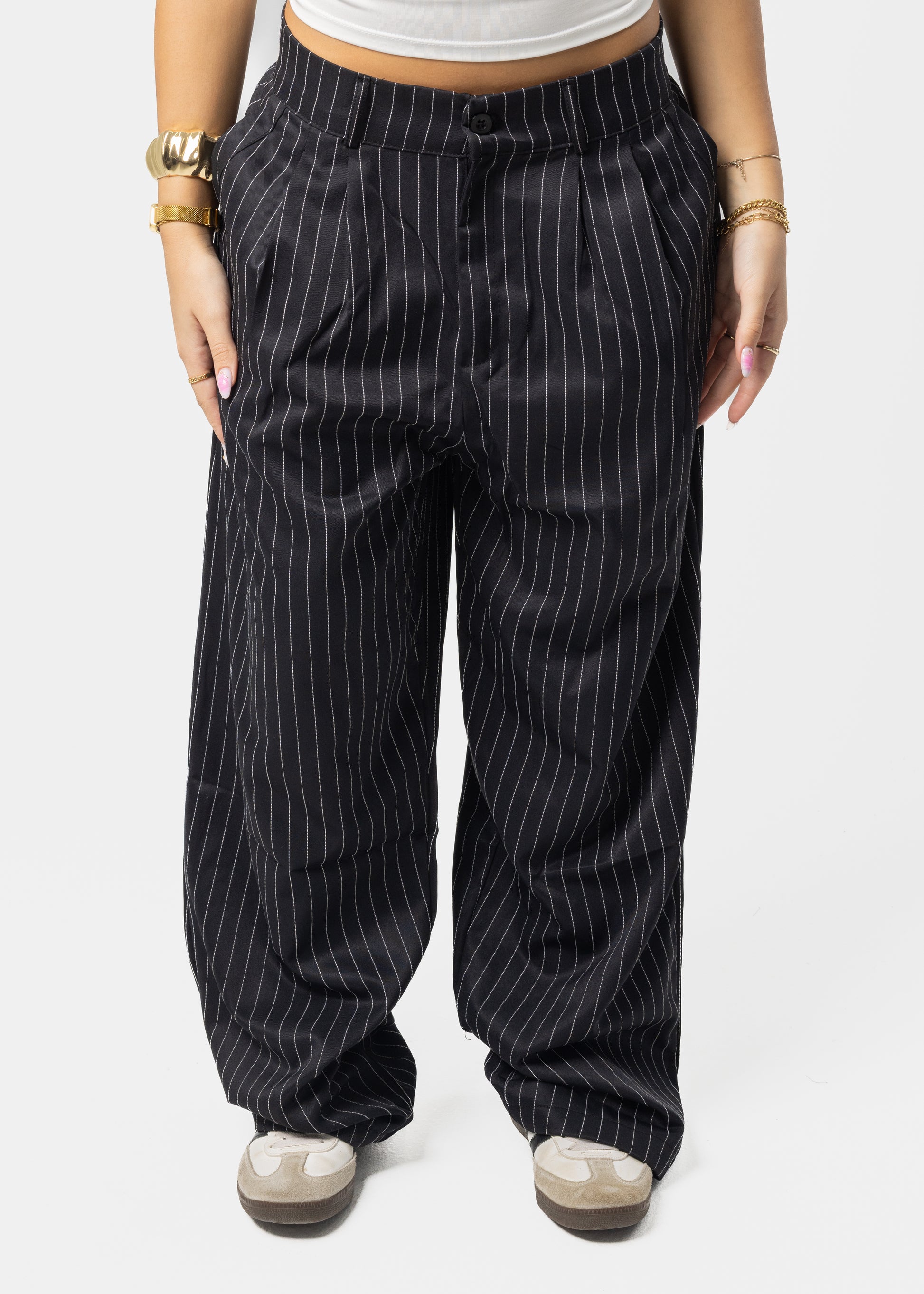 Black Stripped Tailored Pants
