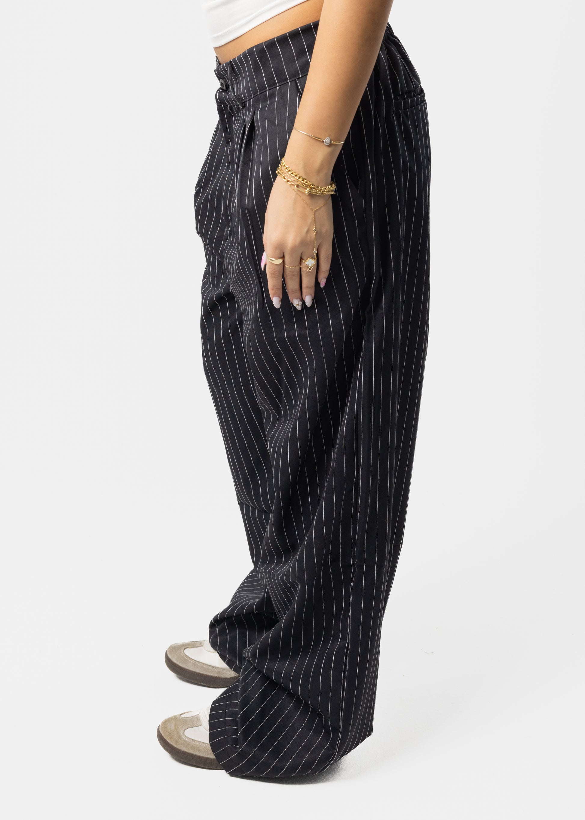 Black Stripped Tailored Pants