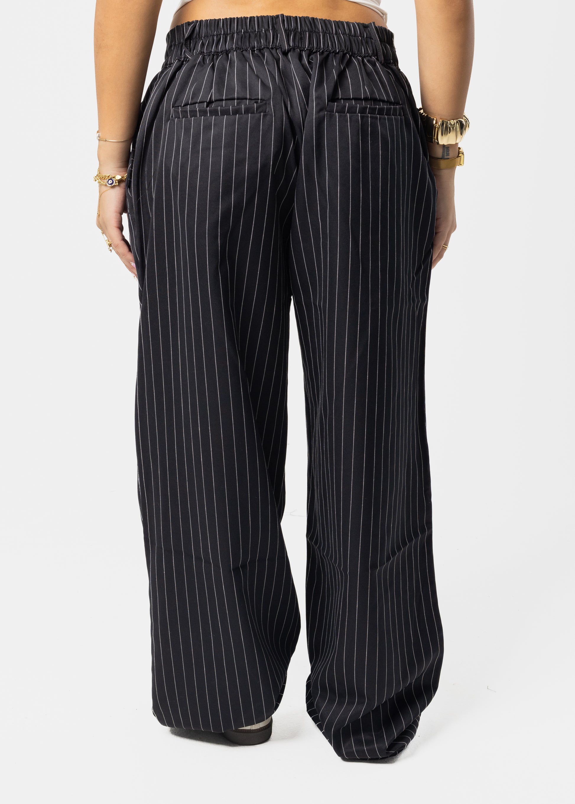 Black Stripped Tailored Pants