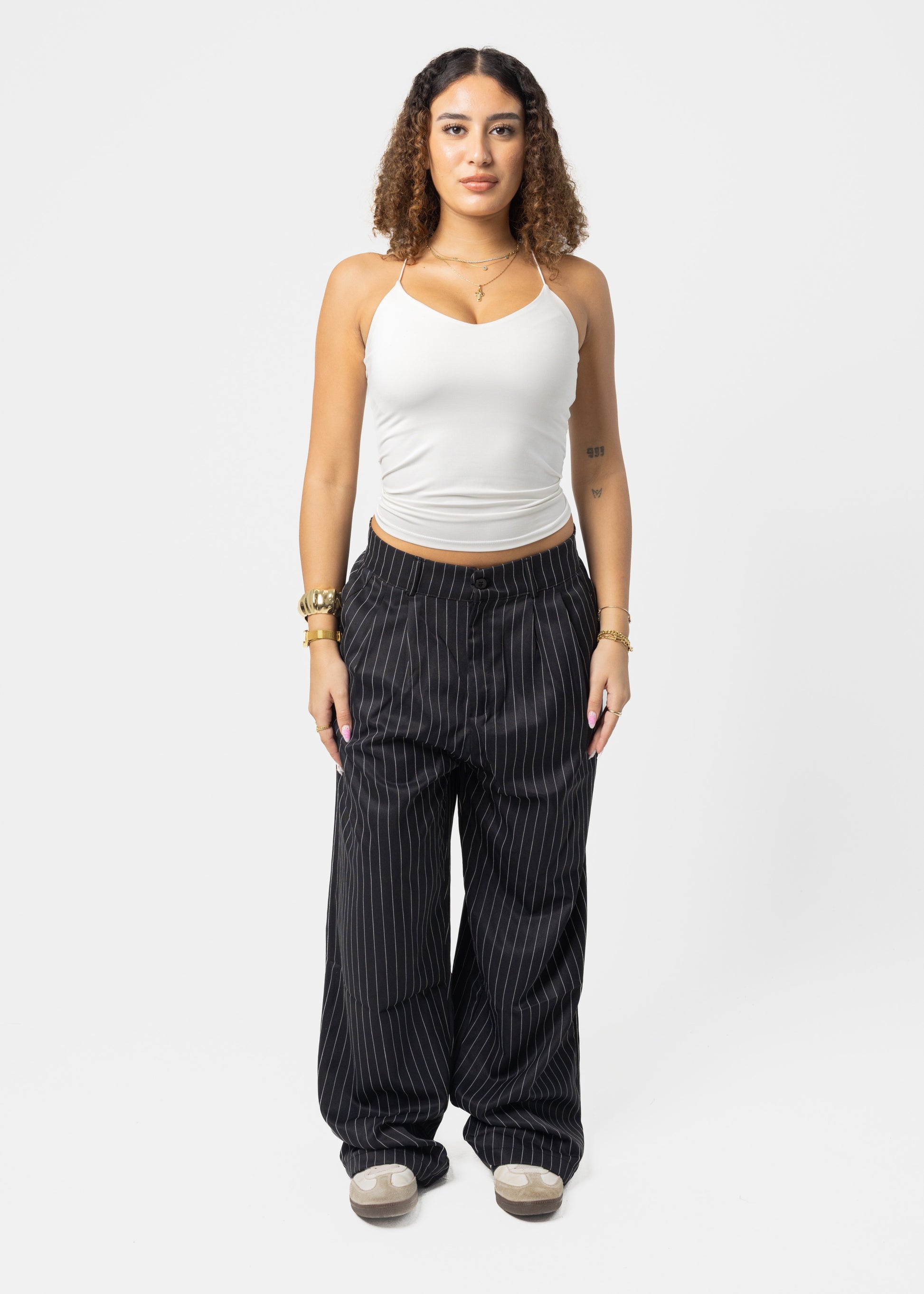 Black Stripped Tailored Pants